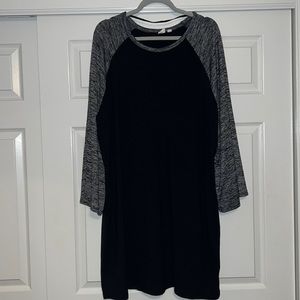 Gap Softspun Raglan T-shirt Dress Heathered Black XXL